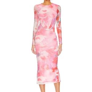 Revolve Bardot Lena Mesh Midi Dress in Wildflower - XS